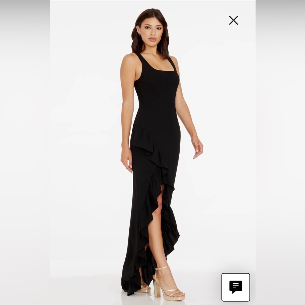 Dress the Population Black Asymmetrical Ruffle Dress